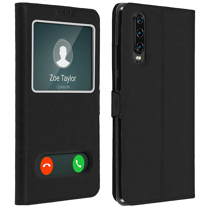 Avizar Étui pour Huawei P30 Housse Folio Double Fenêtre Fonction Support