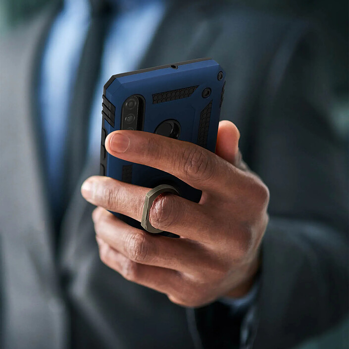 Avis Avizar Coque Huawei P30 Lite Bi matières Bague Support Vidéo bleu nuit