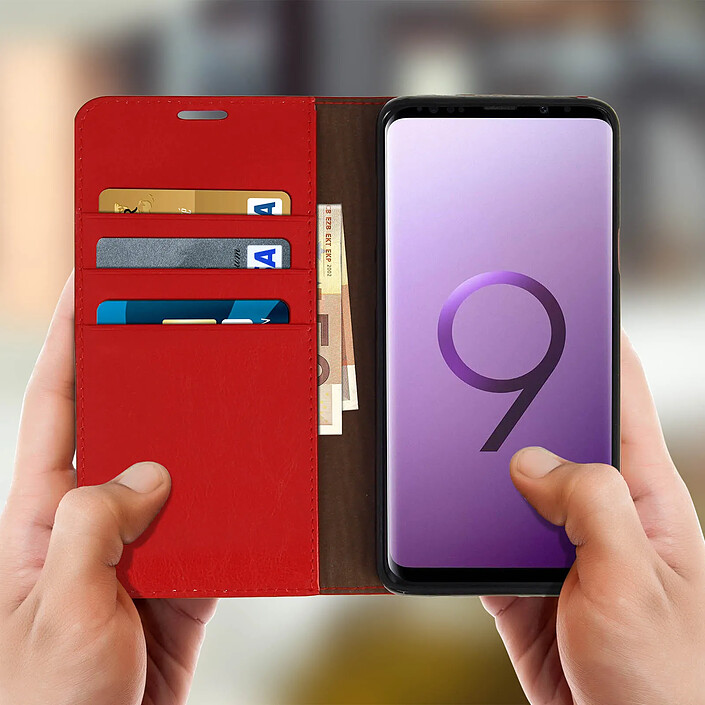 Avis Avizar Étui pour Samsung Galaxy S9 Plus Housse Cuir Portefeuille Fonction Support Rouge