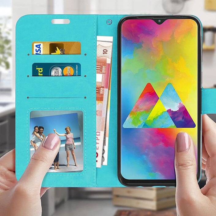 Avis Avizar Housse pour Samsung Galaxy M20 Étui Portefeuille Fonction Support Turquoise