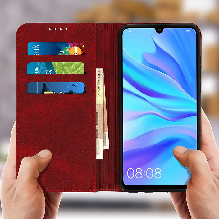 Acheter Avizar Housse pour Huawei P30 Lite Étui Folio Rangement carte Fonction support Rouge