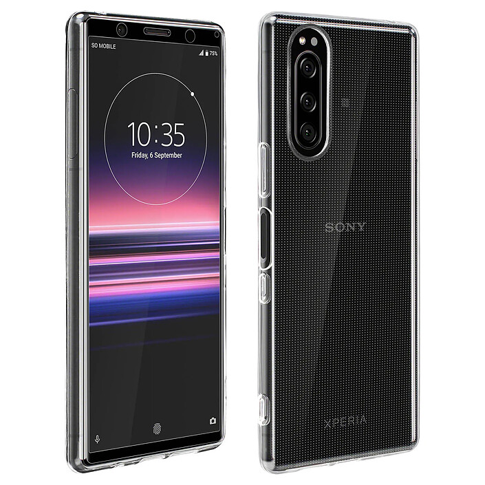 Avizar Coque pour Sony Xperia 5 Silicone et Film Verre Trempé 9H