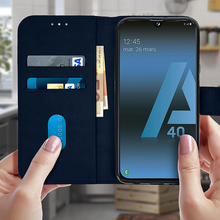 Avis Avizar Housse pour Samsung Galaxy A40 Étui Portefeuille Support Stand Bleu nuit