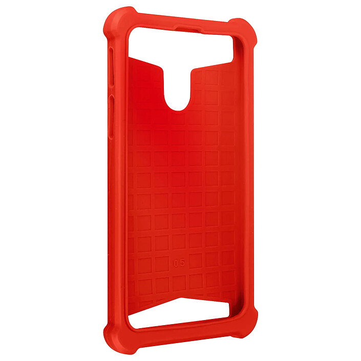 Avizar Coque pour Smartphone 4.7'' à 5.3'' Silicone Gel Coins Renforcés Dos Effet Cuir Rouge