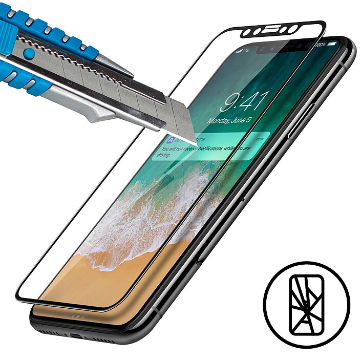 Avis Avizar Film iPhone X / XS Verre Trempé Ultra-résistant 3D effect - Contours noir