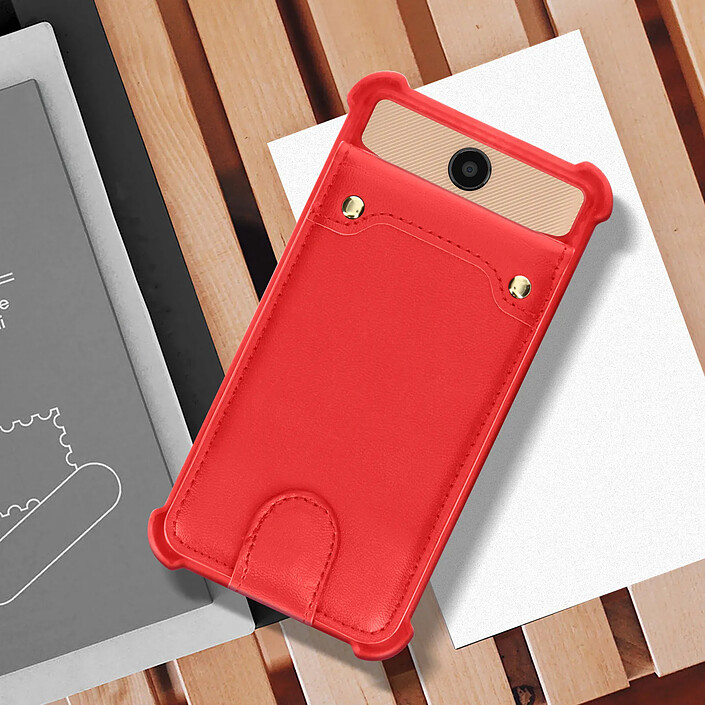 Avis Avizar Coque Smartphone 4.7'' à 5'' Souple Coins Bumper Portecarte Amovible Rouge