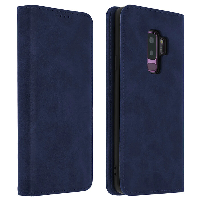 Avizar Housse Galaxy S9 Plus Étui Porte-carte Fonction Support Coque Silicone bleu nuit