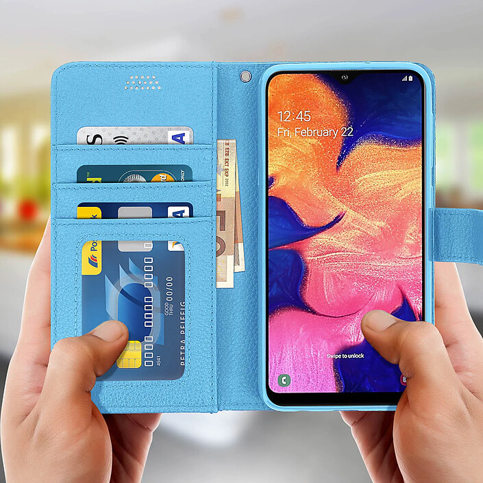 Avis Avizar Housse pour Samsung Galaxy A10 Étui Portefeuille Porte-carte Support Vidéo Bleu