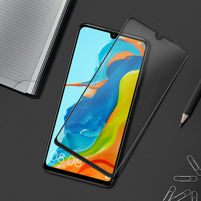Avizar Film Écran Huawei P30 Lite Verre Trempé 9H Biseauté 3D Noir pas cher