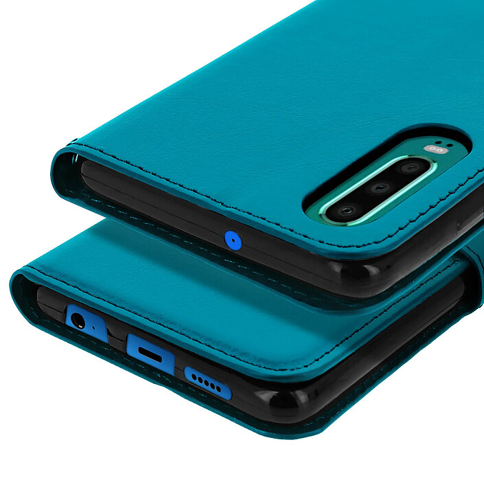 Avizar Housse pour Huawei P30 Étui Folio Portefeuille Fonction Support Vidéo Bleu pas cher