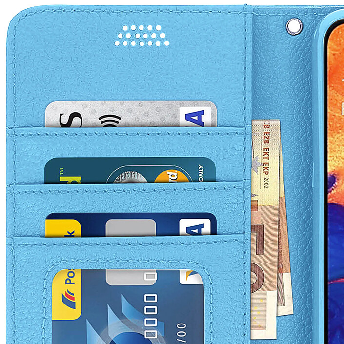 Avizar Housse pour Samsung Galaxy A10 Étui Portefeuille Porte-carte Support Vidéo Bleu pas cher