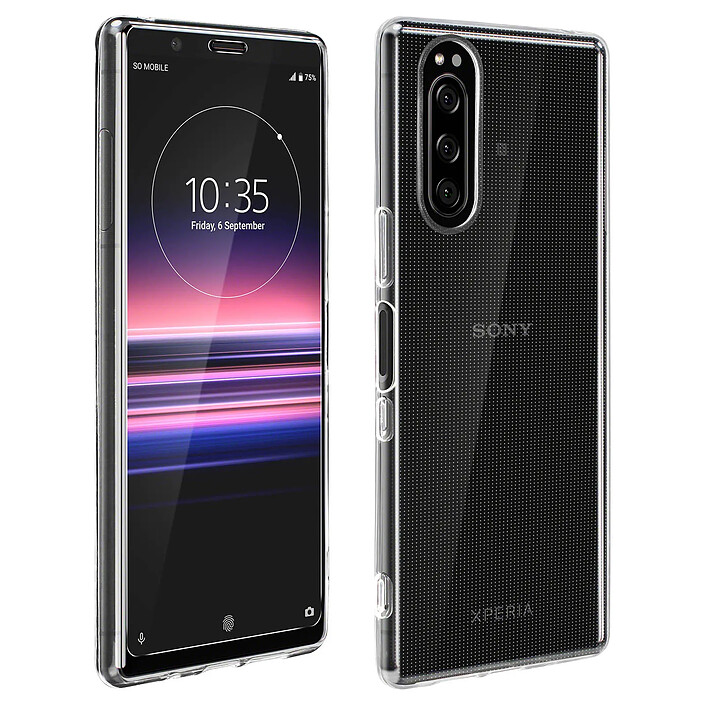 Coque Sony Xperia 5 Silicone Souple et Film Verre Trempé 9H Transparent