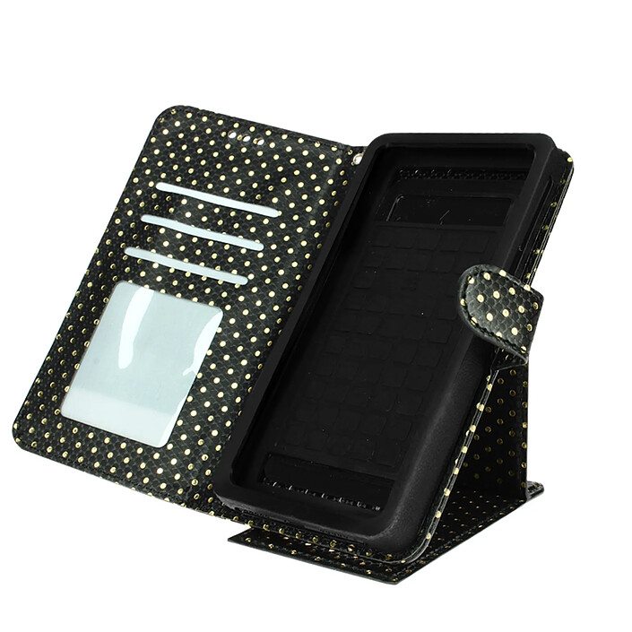 Avizar Étui à Pois pour Smartphone 5,0 à 5,3 Clapet Portefeuille Support et Miroir