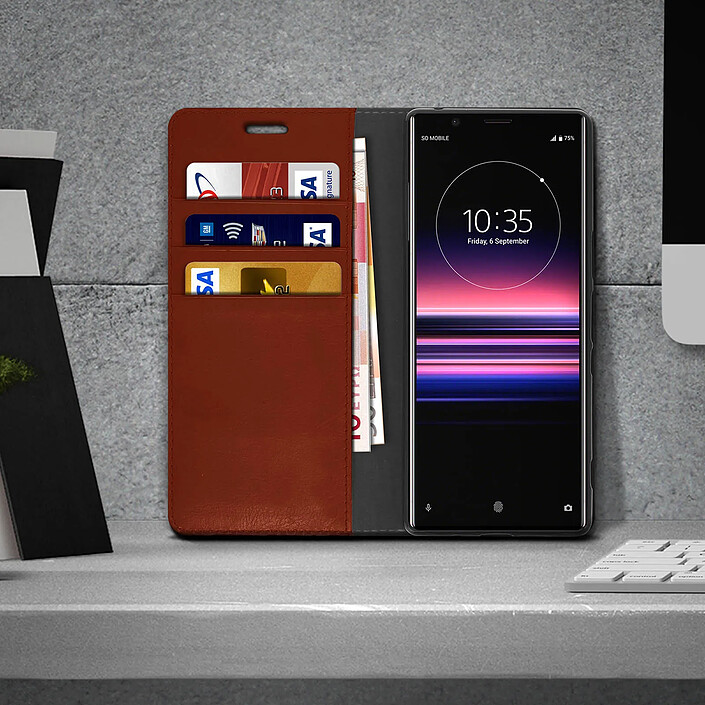 Avis Avizar Étui pour Sony Xperia 5 Folio Cuir Véritable Porte cartes Support Vidéo