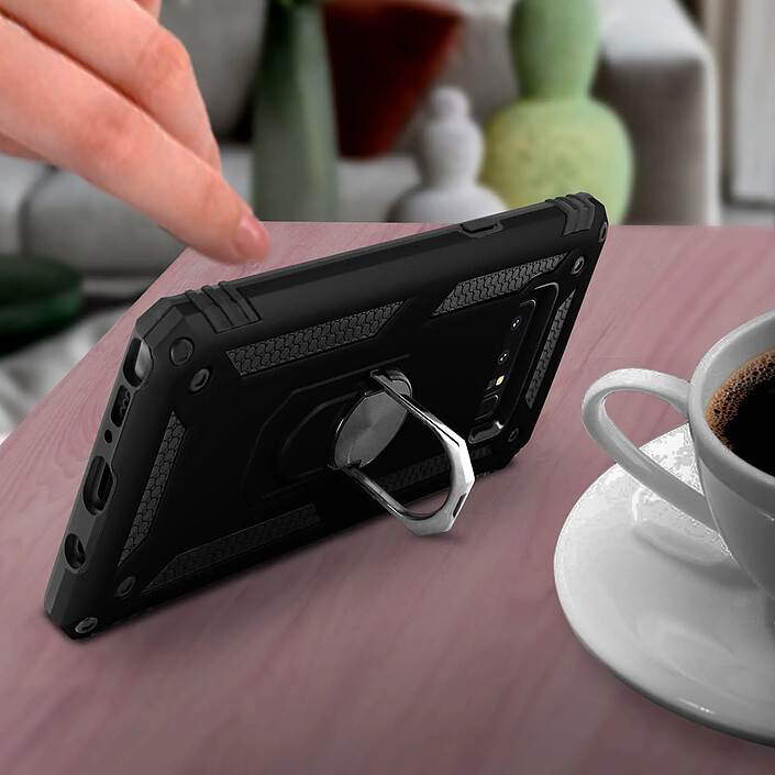 Acheter Avizar Coque pour Samsung Galaxy Note 8 Bi matière Rigide Souple Bague Support Vidéo Noir