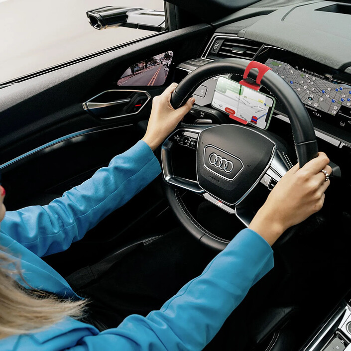 Avis Avizar Support Voiture Smartphone Fixation Volant Design Compact Rouge et