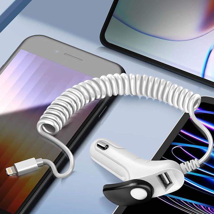 Avis Avizar Chargeur Allume cigare Voiture Câble Lightning intégré Torsadé 1m