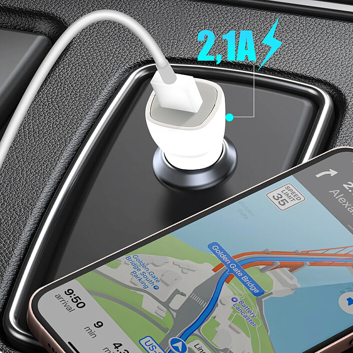 Avis Avizar Pack Chargeur Secteur et Allume Cigare PD 3.0 2.1A avec Câble Lightning