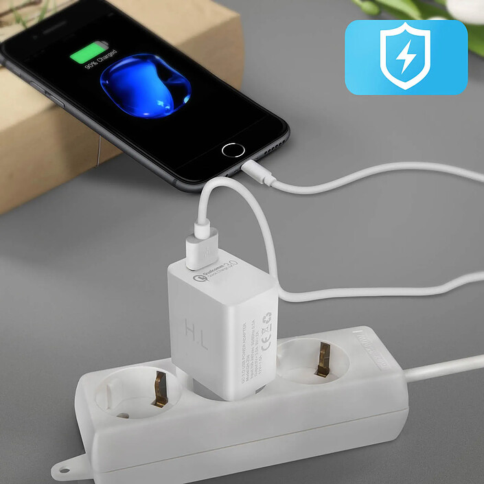 Avis Avizar Chargeur Secteur USB 3A Qualcomm Quick Charge Câble Compatible iPhone iPad