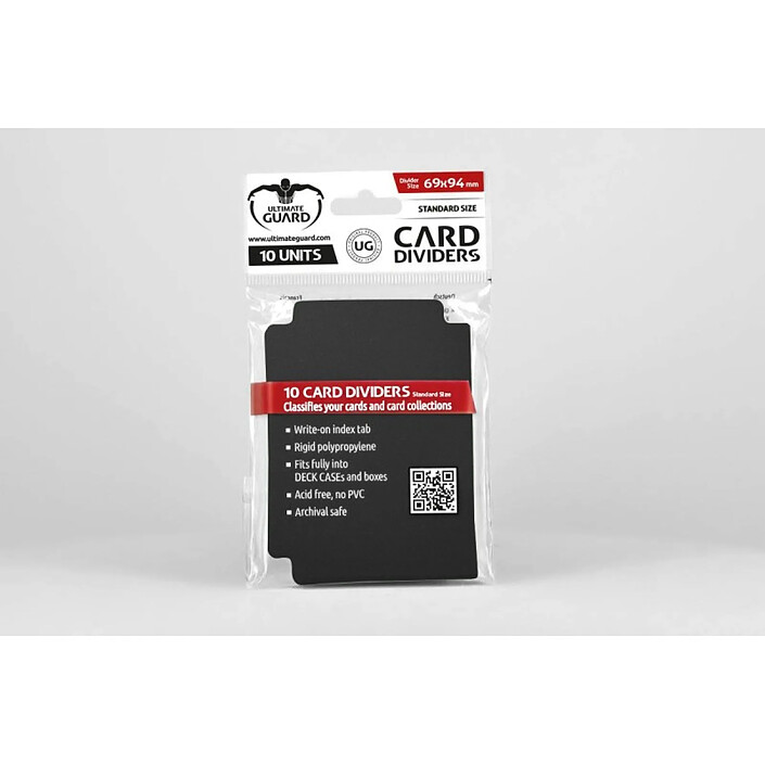 Ultimate Guard - 10 intercalaires pour cartes Card Dividers taille standard Noir pas cher
