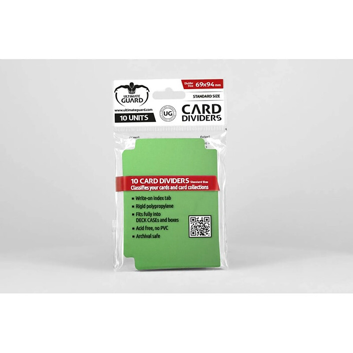 Ultimate Guard - 10 intercalaires pour cartes Card Dividers taille standard Vert pas cher