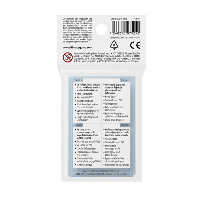 Avis Ultimate Guard - 50 pochettes Premium Soft Sleeves jeux de plateau américains petit format