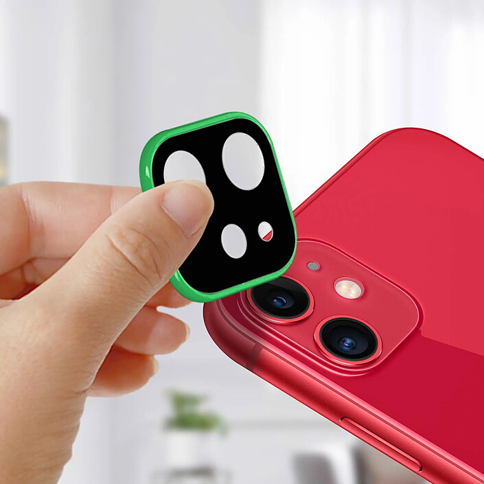 Avizar Protège Caméra Apple iPhone 11 Vitre Protection Verre Trempé 9H Anti-trace vert pas cher