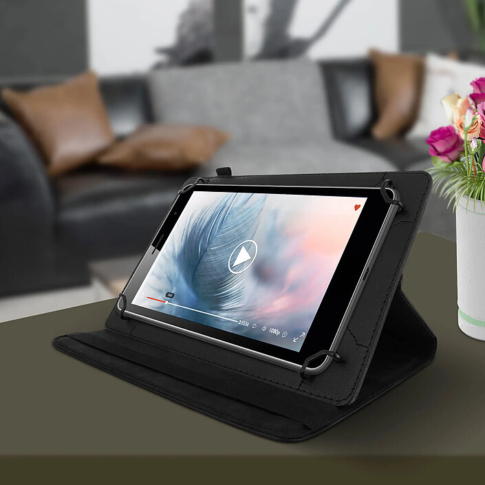 Housse pour Tablette 7 pouces Étui Universel Clapet Fonction Stand Rotatif 360° Noir pas cher