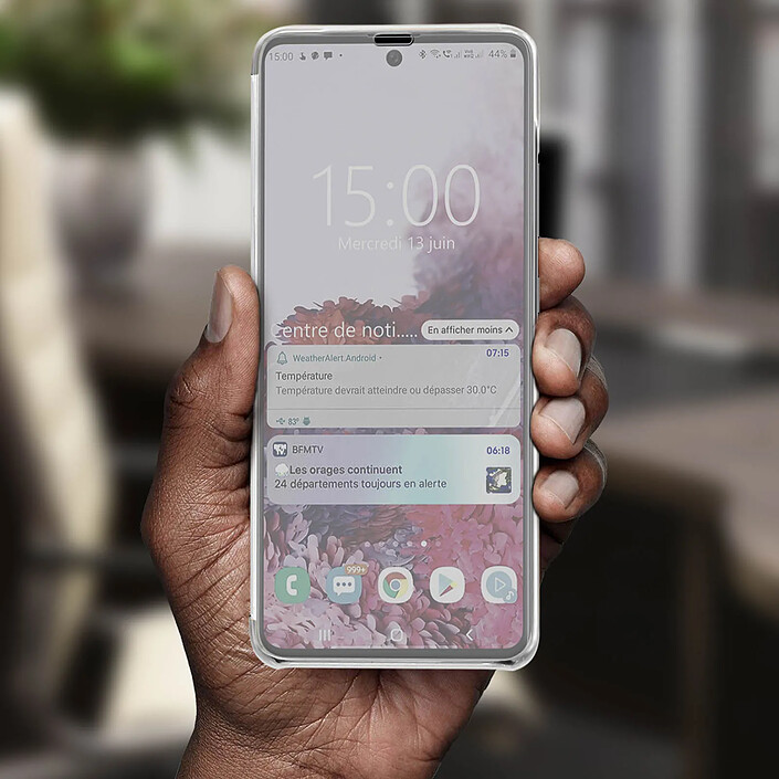 Acheter Avizar Housse pour Samsung Galaxy A51 Clapet Effet Miroir Support Vidéo Argent