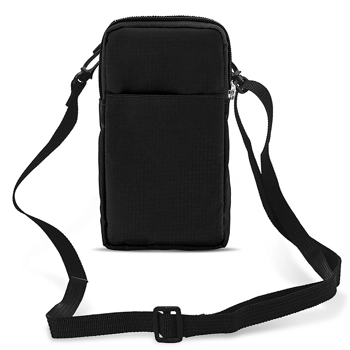 Étui Ceinture pour Smartphone Passant Ceinture Mousqueton Lanière 2 Poches Noir