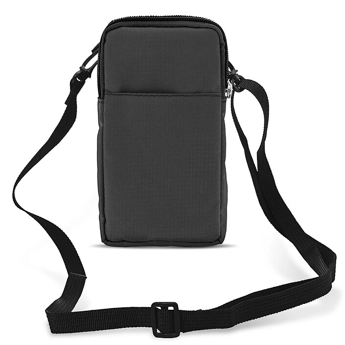 Étui Ceinture pour Smartphone Passant Ceinture Mousqueton Lanière 2 Poches Gris