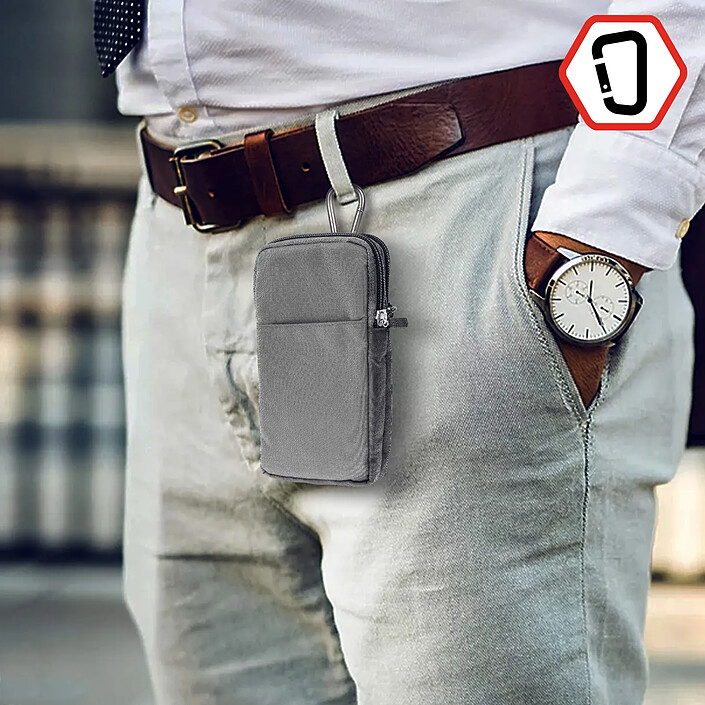 Avizar Étui Ceinture pour Smartphone Passant Ceinture Mousqueton Lanière 2 Poches pas cher