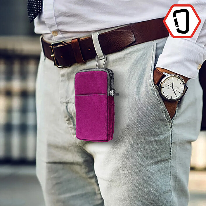 Avizar Étui Ceinture pour Smartphone Passant Ceinture Mousqueton Lanière 2 Poches pas cher