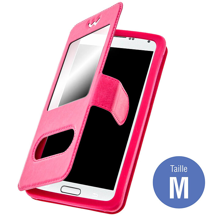 Avis Avizar Étui Smartphones : Longueur entre 127 mm et 132 mm et double fenêtre - Rose