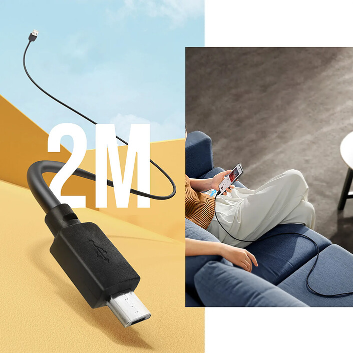 Avizar Câble Usb Vers Micro Usb ( Charge et Transfert ) - 2 Mètres pas cher
