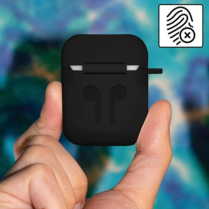 Acheter Avizar Coque pour AirPods 1 / 2 Souple Anti-traces Anti-rayures avec Mousqueton Noir