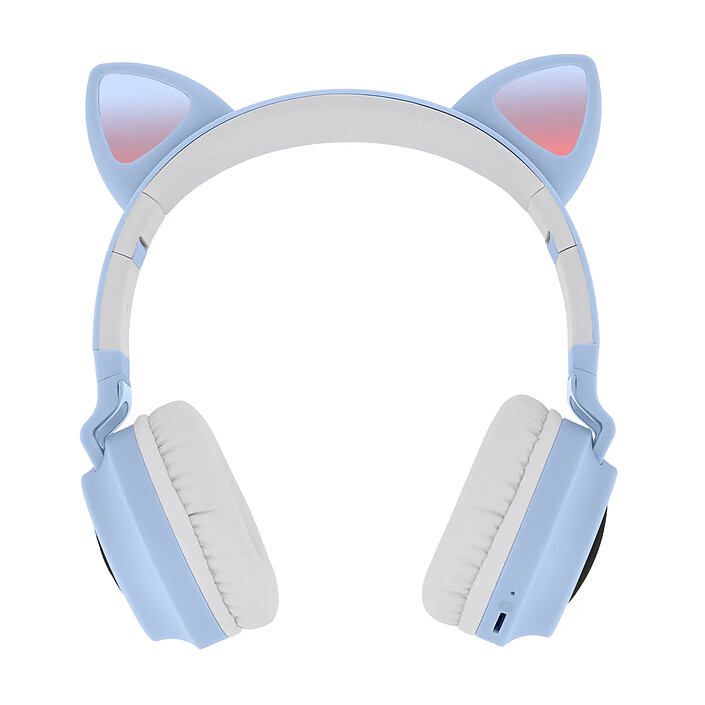 Avizar Casque Audio Sans Fil Bluetooth 5.0 Design Oreilles de Chat avec LED Bleu clair