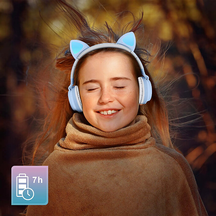 Acheter Avizar Casque Audio Sans Fil Bluetooth 5.0 Design Oreilles de Chat avec LED Bleu clair