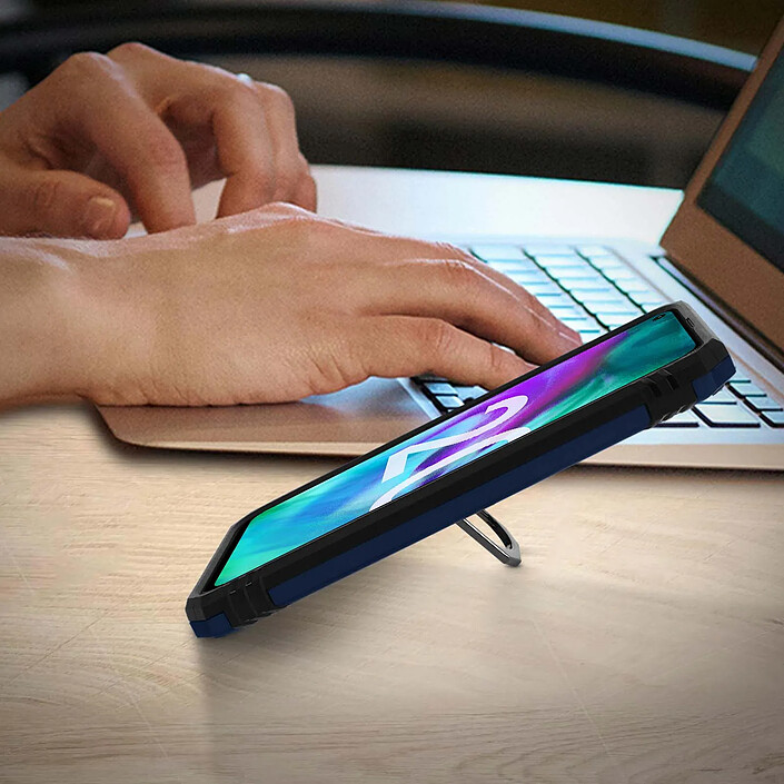 Avizar Coque pour Honor 20 / Huawei Nova 5T Antichoc bi-matières Bague Support Vidéo Bleu nuit pas cher