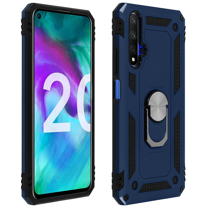 Avizar Coque pour Honor 20 / Huawei Nova 5T Antichoc bi-matières Bague Support Vidéo Bleu nuit