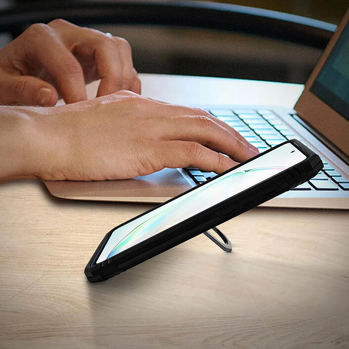 Avizar Coque pour Samsung Galaxy Note 10 Lite Antichoc Bi-matière Bague Support Vidéo Noir pas cher