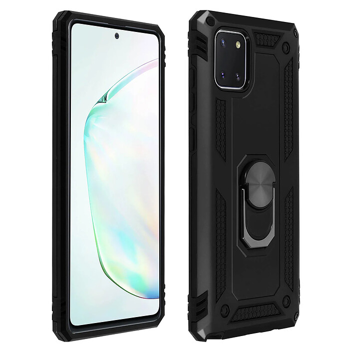 Avizar Coque pour Samsung Galaxy Note 10 Lite Antichoc Bi-matière Bague Support Vidéo Noir