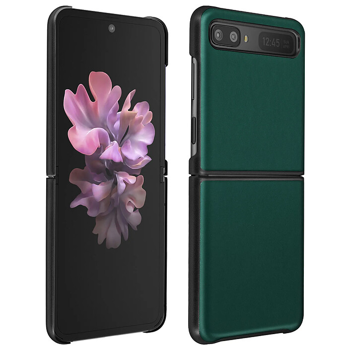 Avizar Coque pour Samsung Galaxy Z Flip Cuir Véritable Rigide Deux Parties