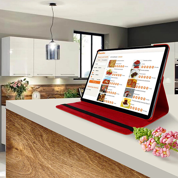 Avizar Étui Apple iPad Pro 12.9 2021, 2020 et 2018 Intégrale Support Rotatif 360° Rouge pas cher