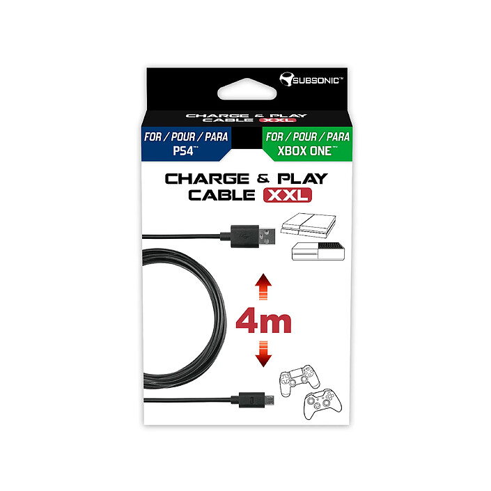 Acheter subsonic Cable de recharge XXL pour manette PS4 et Xbox One