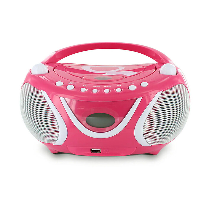 No Name 477148 - Lecteur CD MP3 enfant avec port USB - rose et blanc pas cher