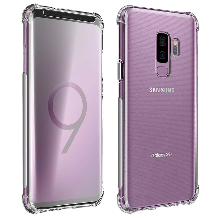 Avizar Pack Protection Galaxy S9 Plus Coque Souple + Film Verre Trempé 9H Transparent
