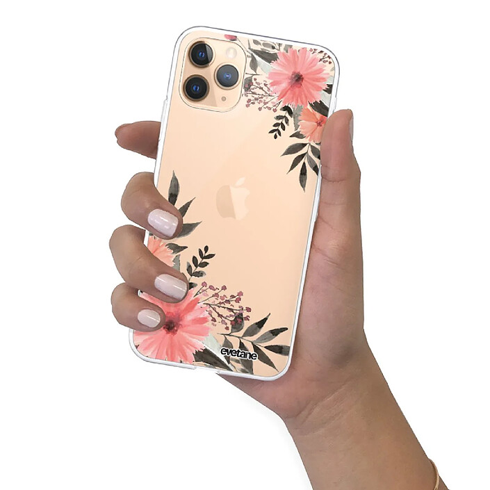 Evetane Coque iPhone 11 Pro Max 360 intégrale transparente Motif Fleurs roses Tendance . pas cher