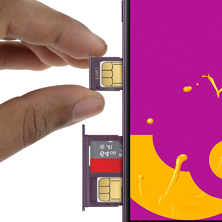 Avis Avizar Tiroir Carte SIM pour Samsung Galaxy J6 support 2x carte nano SIM + microSD Violet