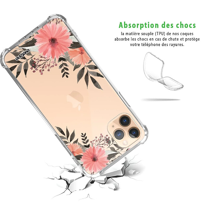 Avis Evetane Coque iPhone 11 Pro anti-choc souple angles renforcés transparente Motif Fleurs roses